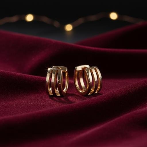 Triple Row Earrings - Gold